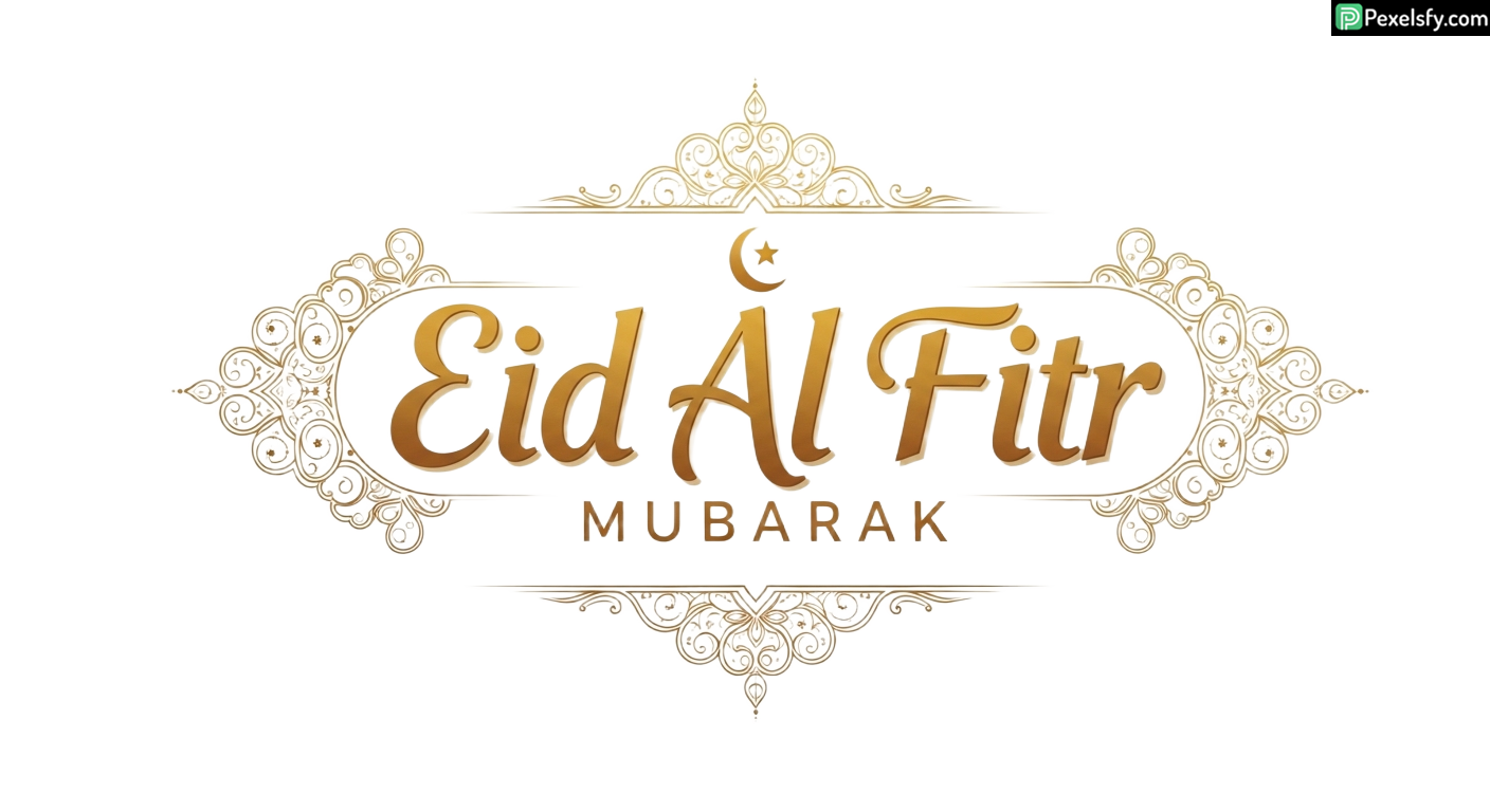 Eid Al Fitr Mubarak greeting card isolated on transparent background