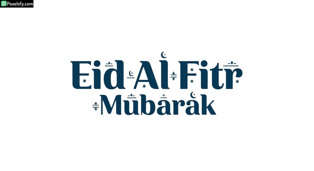 Eid Al Fitr Mubarak greeting typography isolated on transparent background