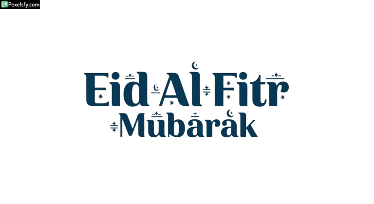 Eid Al Fitr Mubarak greeting typography isolated on transparent background