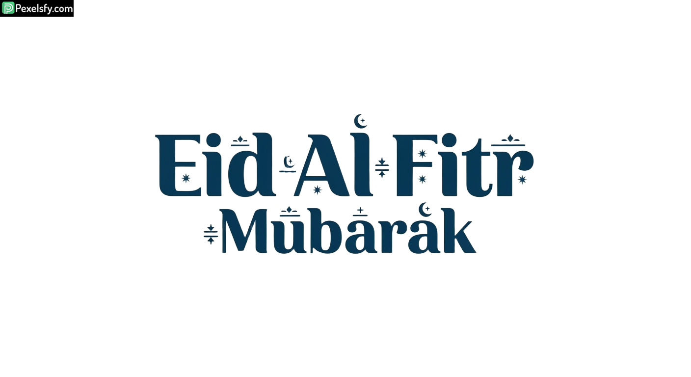 Eid Al Fitr Mubarak greeting typography isolated on transparent background