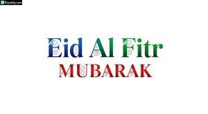 Eid Al Fitr Mubarak greeting typography isolated on transparent background