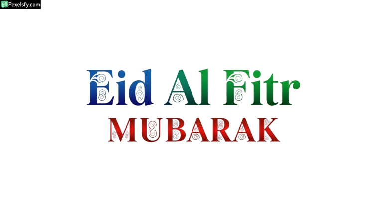 Eid Al Fitr Mubarak greeting typography isolated on transparent background