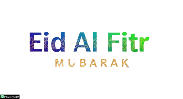 Eid Al Fitr Mubarak greeting with geometric patterns isolated on transparent background