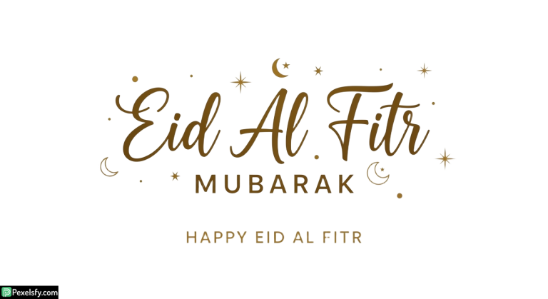 Eid Al Fitr greeting calligraphy isolated on transparent background
