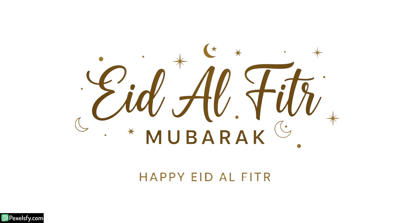 Eid Al Fitr greeting calligraphy isolated on transparent background