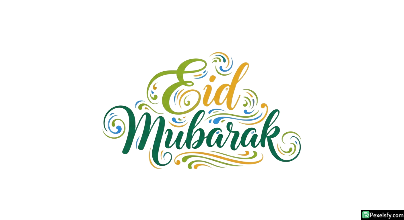Eid Mubarak Calligraphy isolated on transparent background (75)