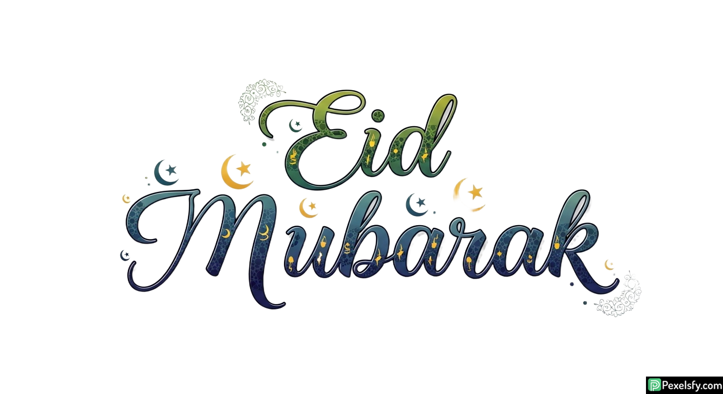 Eid Mubarak Calligraphy isolated on transparent background (9)