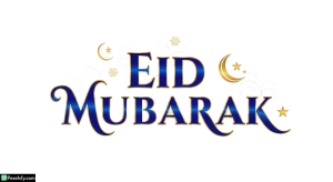 Eid Mubarak Calligraphy with Celestial Elements isolated on transparent background