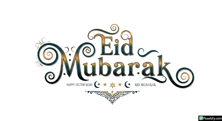 Eid Mubarak calligraphy design isolated on transparent background