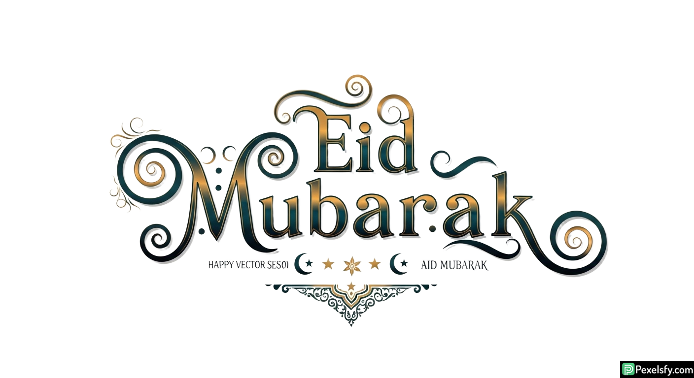 Eid Mubarak calligraphy design isolated on transparent background