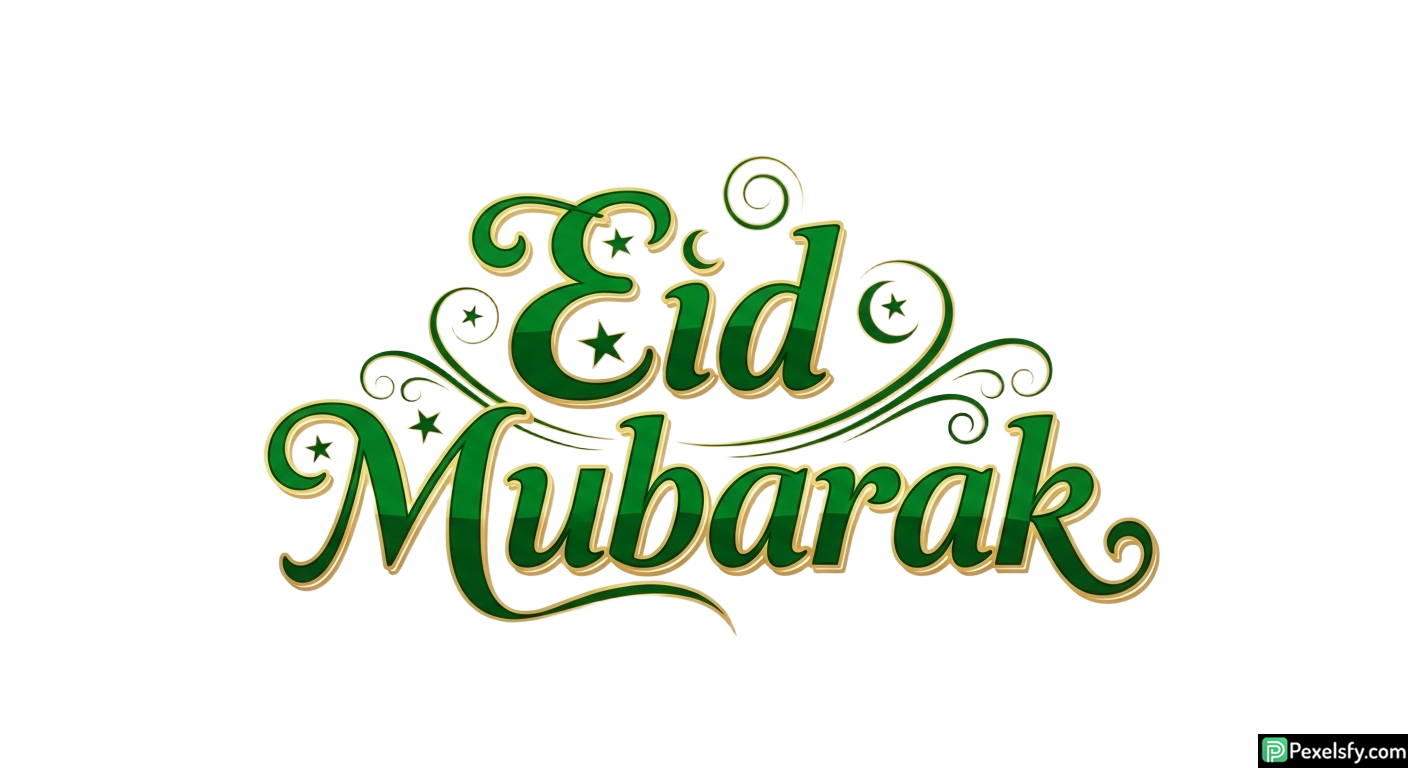 Eid Mubarak calligraphy greeting isolated on transparent background (11)