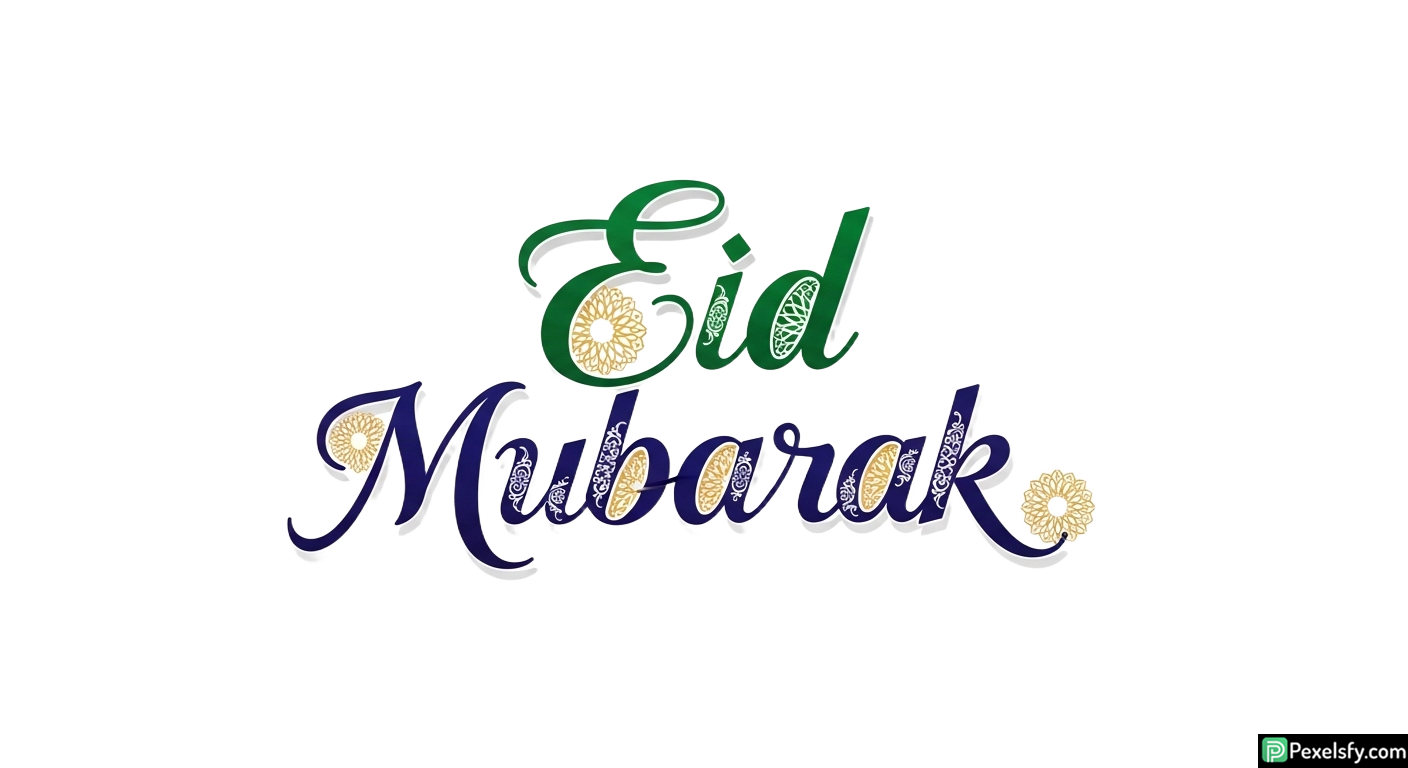 Eid Mubarak calligraphy greeting isolated on transparent background (47)