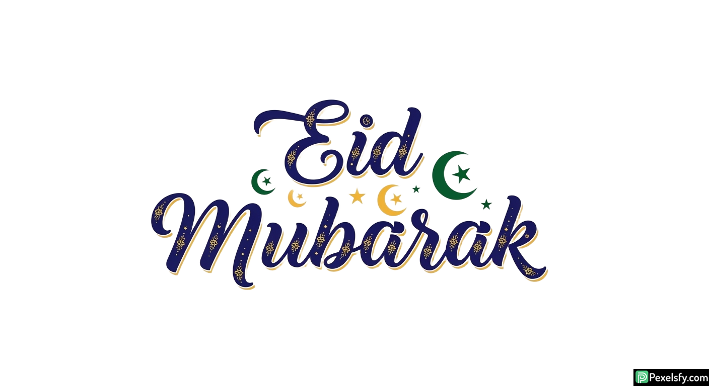 Eid Mubarak calligraphy greeting isolated on transparent background (53)