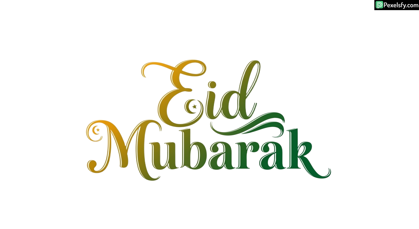 Eid Mubarak calligraphy greeting isolated on transparent background