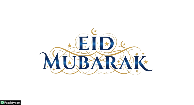Eid Mubarak calligraphy with celestial elements isolated on transparent background (1)
