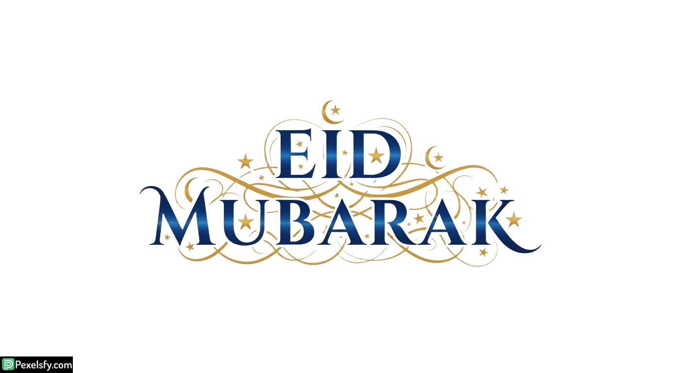 Eid Mubarak calligraphy with celestial elements isolated on transparent background (1)