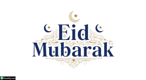 Eid Mubarak calligraphy with celestial elements isolated on transparent background (2)