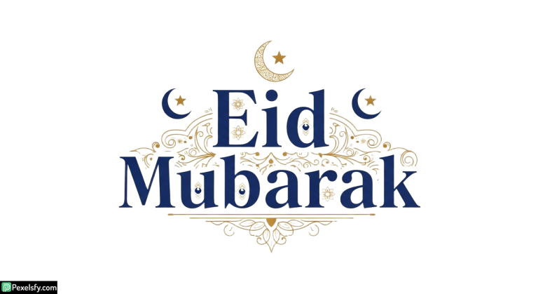 Eid Mubarak calligraphy with celestial elements isolated on transparent background (2)