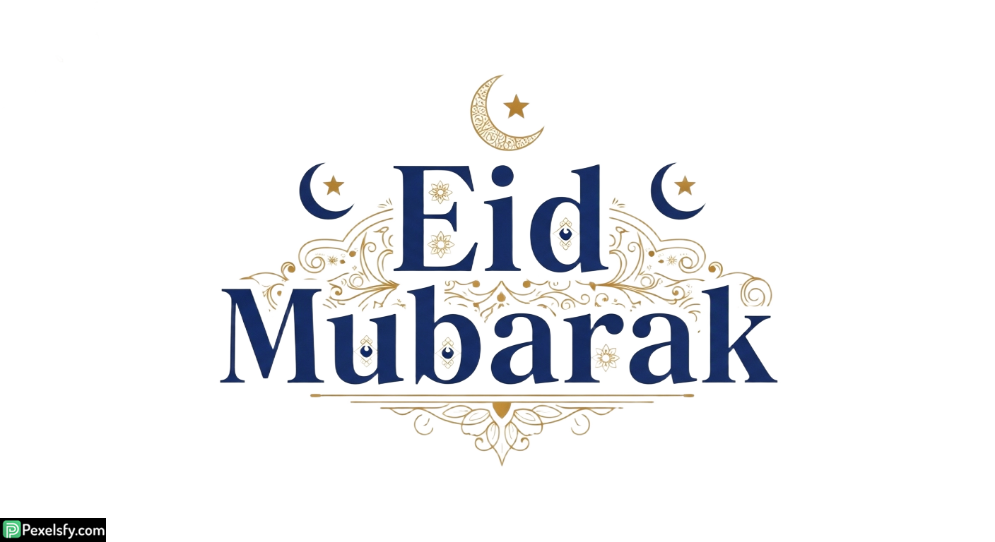 Eid Mubarak calligraphy with celestial elements isolated on transparent background (2)