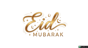 Eid Mubarak calligraphy with celestial elements isolated on transparent background (3)