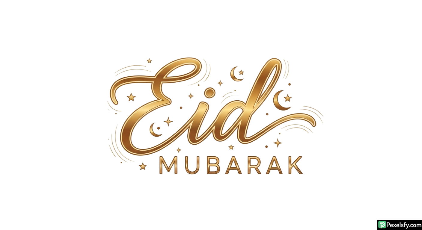 Eid Mubarak calligraphy with celestial elements isolated on transparent background (3)