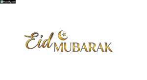Eid Mubarak calligraphy with crescent moon isolated on transparent background (1)
