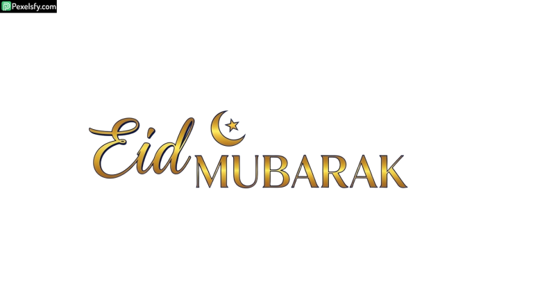 Eid Mubarak calligraphy with crescent moon isolated on transparent background (1)