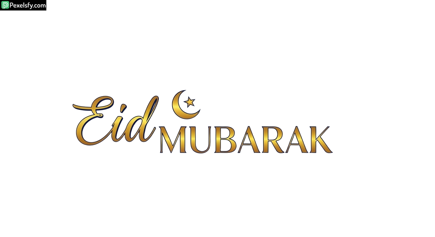 Eid Mubarak calligraphy with crescent moon isolated on transparent background (1)