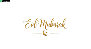 Eid Mubarak calligraphy with crescent moon isolated on transparent background (2)