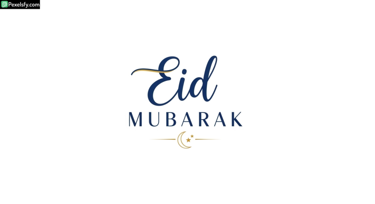 Eid Mubarak calligraphy with crescent moon isolated on transparent background (3)