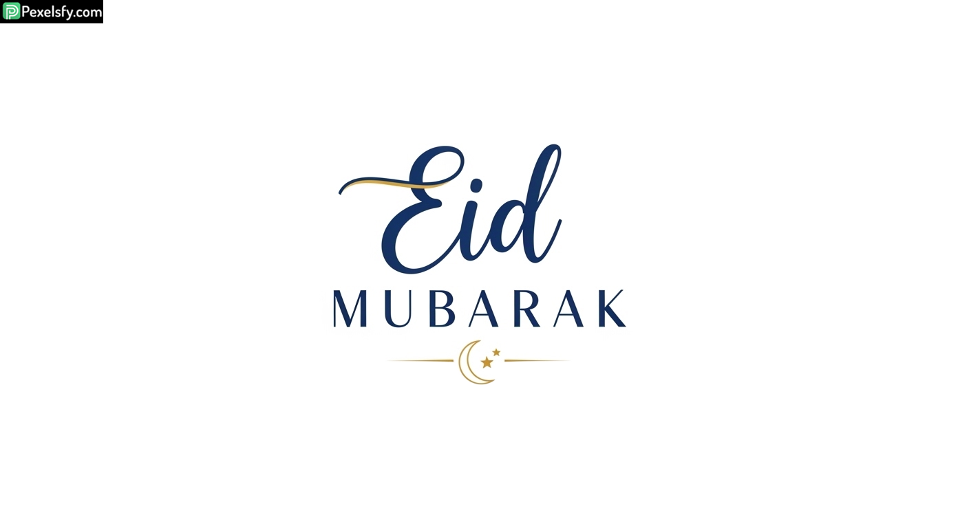 Eid Mubarak calligraphy with crescent moon isolated on transparent background (3)