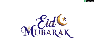 Eid Mubarak calligraphy with crescent moon isolated on transparent background