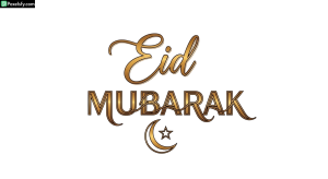Eid Mubarak calligraphy with crescent moon isolated on transparent background (4)