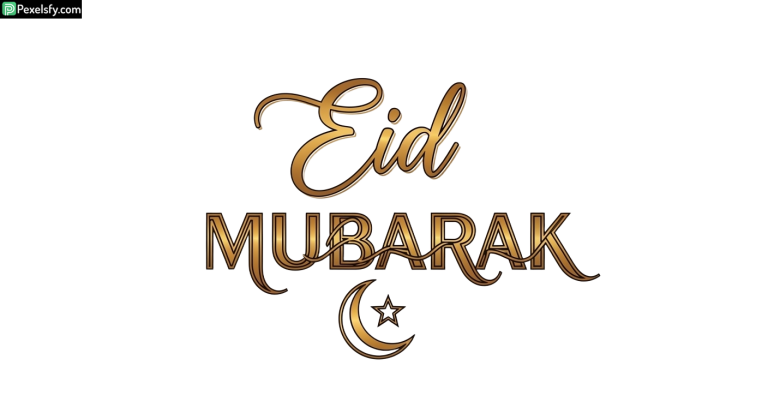 Eid Mubarak calligraphy with crescent moon isolated on transparent background (4)