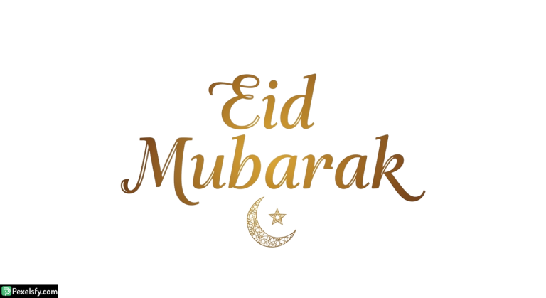 Eid Mubarak calligraphy with crescent moon isolated on transparent background (5)
