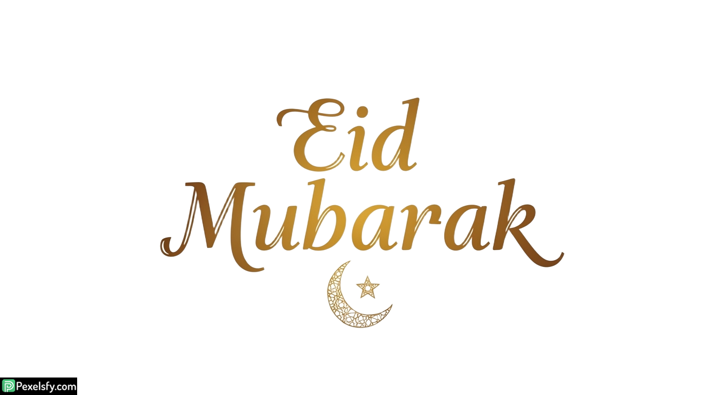 Eid Mubarak calligraphy with crescent moon isolated on transparent background (5)