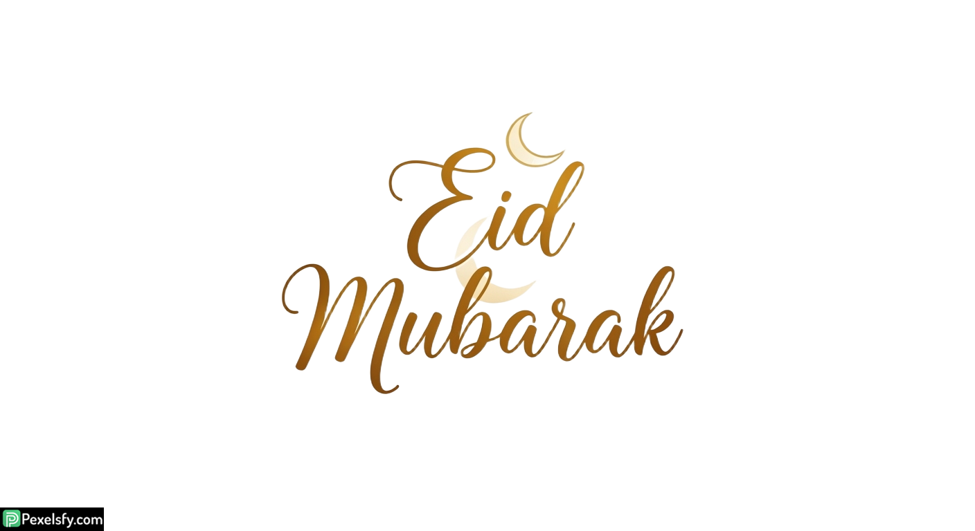 Eid Mubarak calligraphy with crescent moon isolated on transparent background (6)