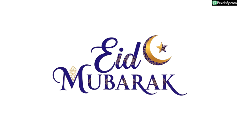 Eid Mubarak calligraphy with crescent moon isolated on transparent background