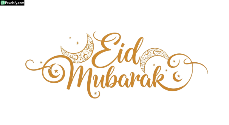 Eid Mubarak calligraphy with crescent moons and stars isolated on transparent background (1)