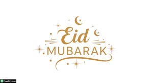 Eid Mubarak calligraphy with crescent moons and stars isolated on transparent background