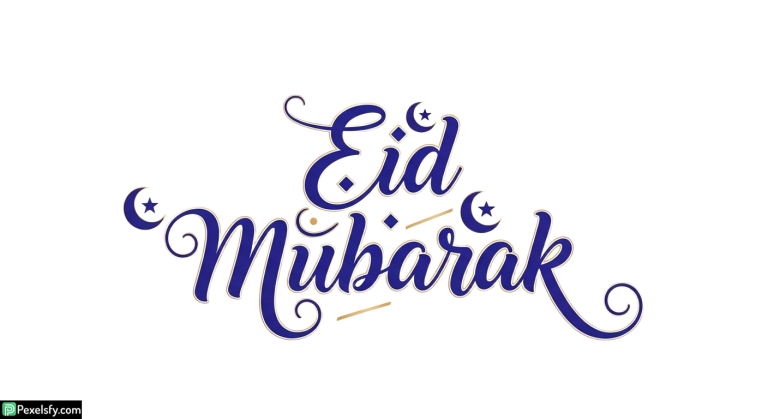 Eid Mubarak calligraphy with crescent moons isolated on transparent background (1)