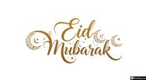 Eid Mubarak calligraphy with crescent moons isolated on transparent background (2)