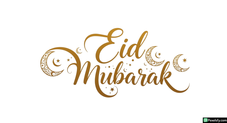 Eid Mubarak calligraphy with crescent moons isolated on transparent background (2)