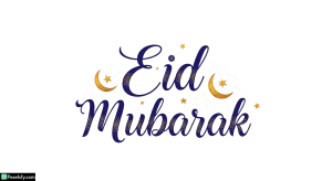 Eid Mubarak calligraphy with crescent moons isolated on transparent background