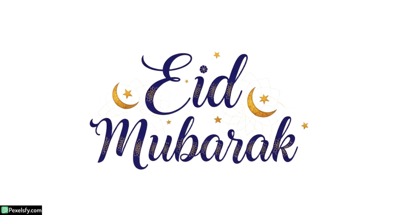 Eid Mubarak calligraphy with crescent moons isolated on transparent background
