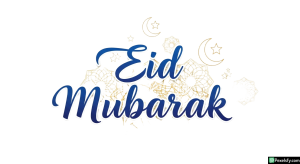 Eid Mubarak calligraphy with decorative elements isolated on transparent background