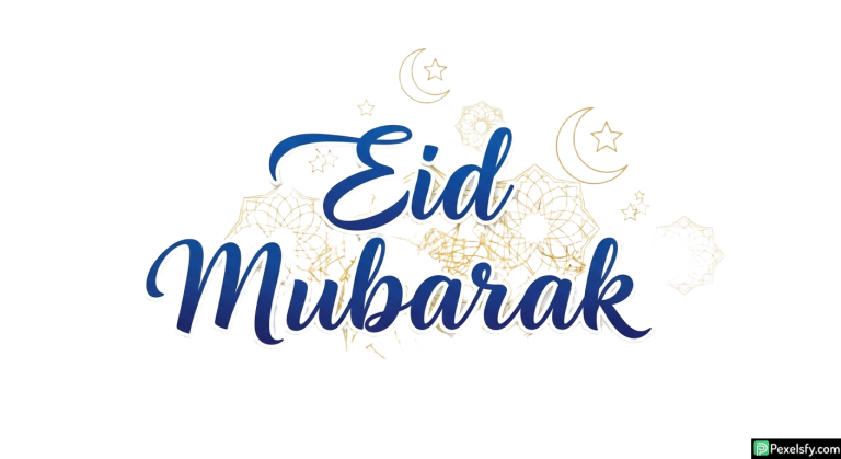Eid Mubarak calligraphy with decorative elements isolated on transparent background