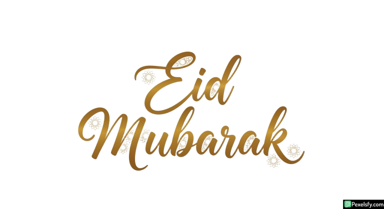 Eid Mubarak calligraphy with floral accents isolated on transparent background