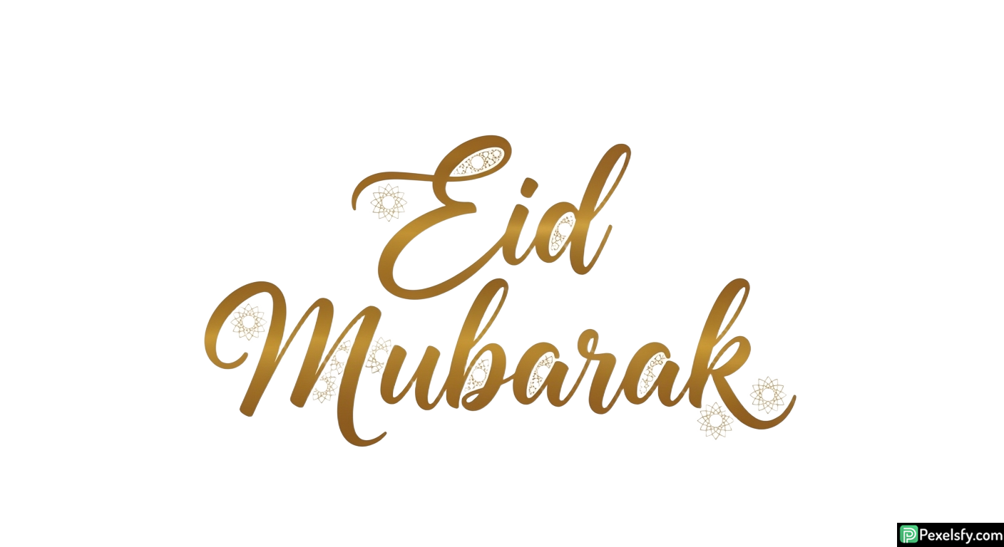 Eid Mubarak calligraphy with floral accents isolated on transparent background
