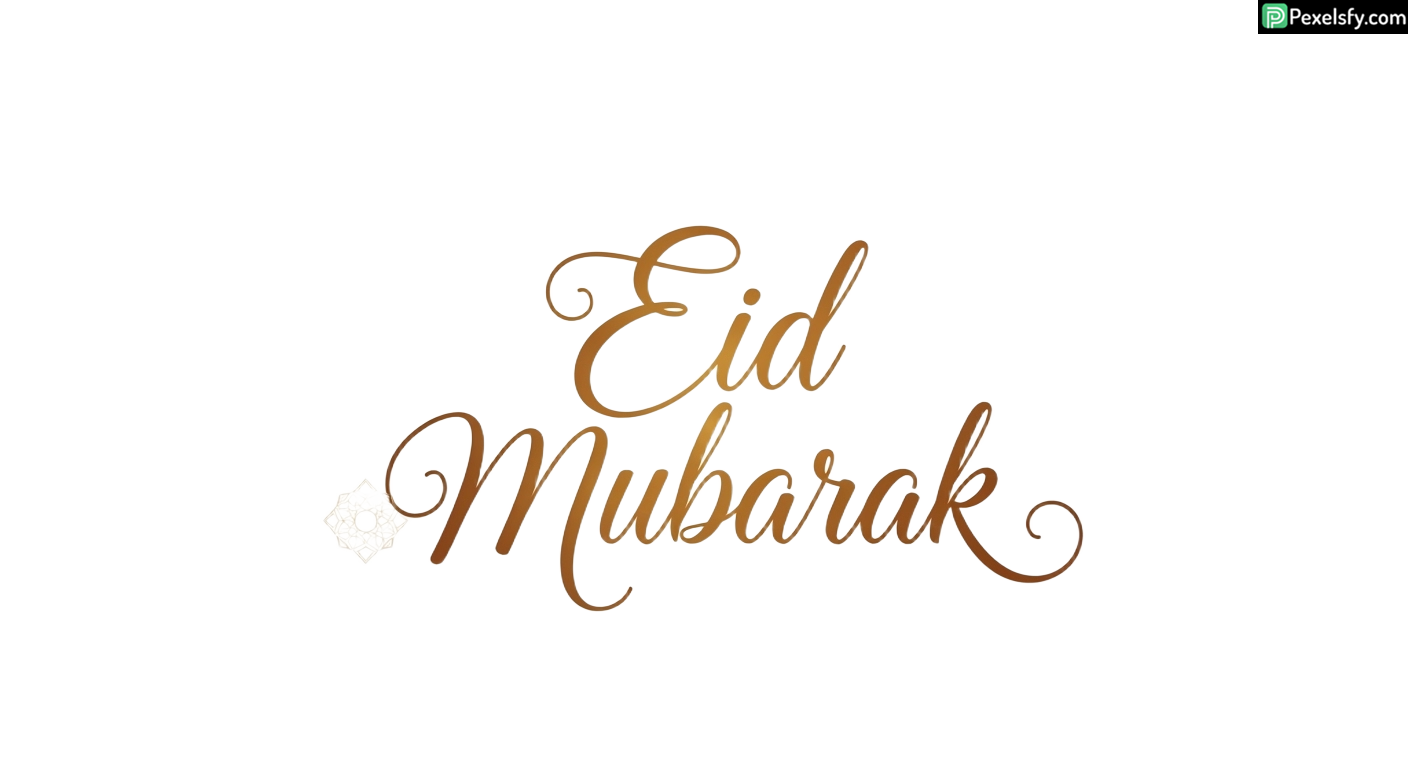 Eid Mubarak calligraphy with geometric patterns isolated on transparent background